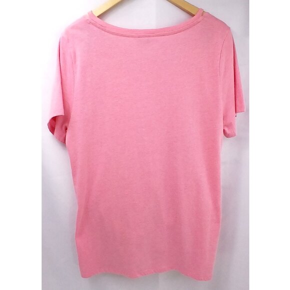 ❤️5/$15💚Lucky Brand Pink Cotton Blend Short Sleeve Tie Front Strappy Tee Blouse - Picture 3 of 6